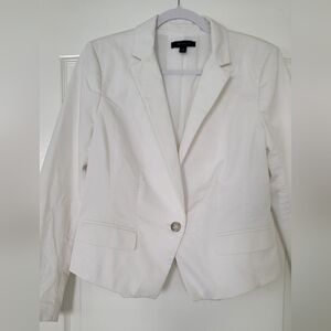 Ann Taylor White Casual Stretchy Blazer  Size 10